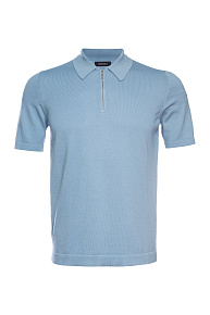 Поло из хлопка серо-голубого цвета  (58137/18120/574)