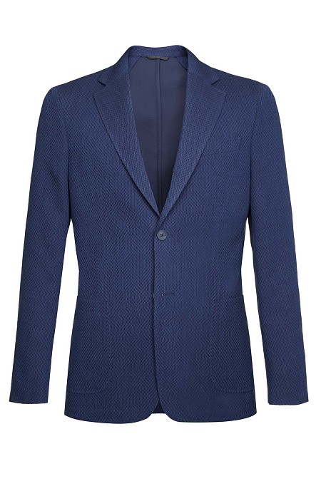 Мужской летний пиджак без подклада темно-синий из шерсти и хлопка  Meucci (Италия), арт. MI 1200181DR/11764 - фото. Цвет: Темно-синий. Купить в интернет-магазине https://shop.meucci.ru
