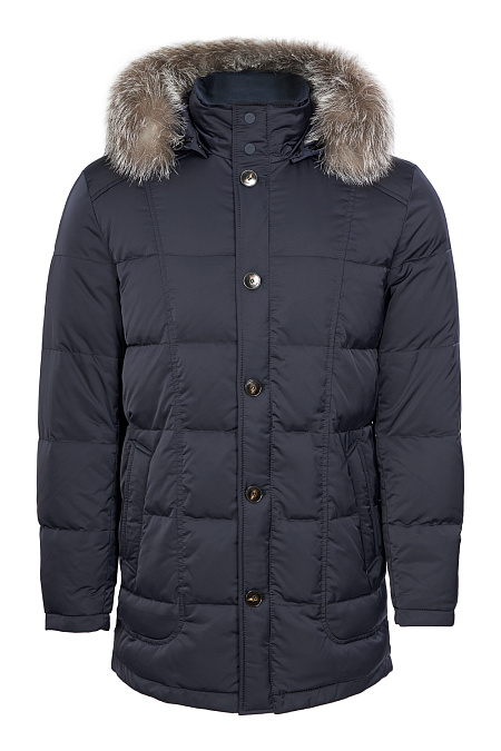 Стеганый пуховик удлиненный для мужчин бренда Meucci (Италия), арт. 1837 - фото. Цвет: Темно-синий. Купить в интернет-магазине https://shop.meucci.ru
