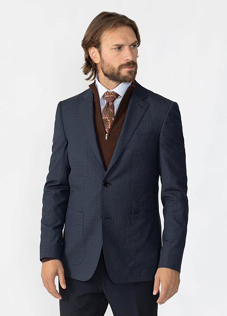 Мужской пиджак из шерсти серо-синий в клетку Meucci (Италия), арт. MI 1200181/8052 - фото. Цвет: Серо-синий, мелкая клетка. Купить в интернет-магазине https://shop.meucci.ru
