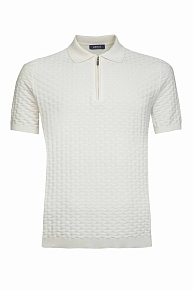 Поло с геометрическим фактурным орнаментом молочного оттенка  (MEU-2501/DQSS02)