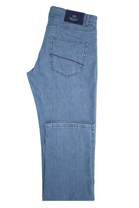 Мужские брендовые легкие джинсы светло-синего цвета  арт. LUEC REG 2521 Meucci (Италия) - фото. Цвет: светло-синий. Купить в интернет-магазине https://shop.meucci.ru
