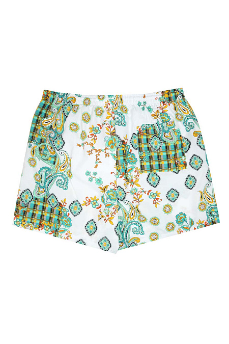 Мужские брендовые шорты арт. E1577 Meucci (Италия) - фото. Цвет: Белый с цветным принтом. Купить в интернет-магазине https://shop.meucci.ru
