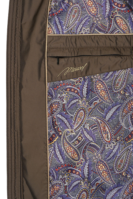 Утепленная стеганая куртка-бомбер с капюшоном  для мужчин бренда Meucci (Италия), арт. 6198 - фото. Цвет: Коричневый. Купить в интернет-магазине https://shop.meucci.ru
