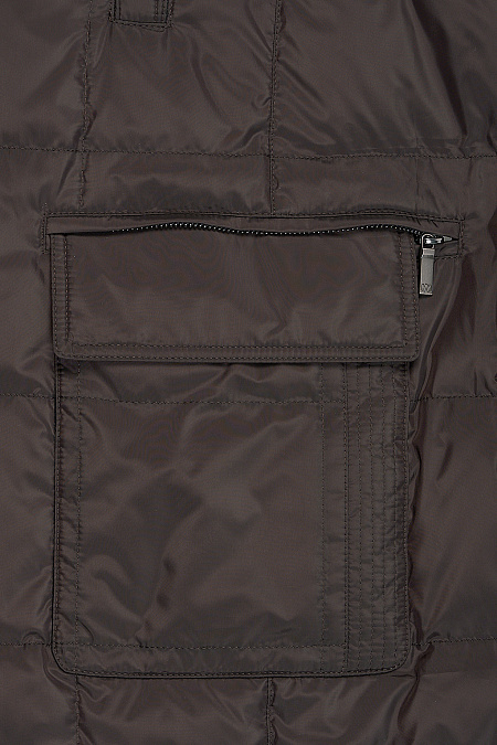 Пуховик с капюшоном и меховой опушкой коричневый  для мужчин бренда Meucci (Италия), арт. 8261 - фото. Цвет: темно-коричневый. Купить в интернет-магазине https://shop.meucci.ru
