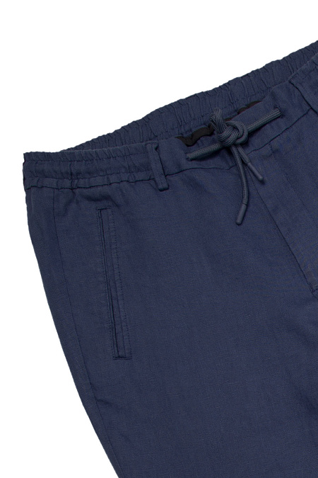 Мужские брюки темно-синие льняные  арт. SP-LP 2660 Navy Meucci (Италия) - фото. Цвет: Темно-синий. Купить в интернет-магазине https://shop.meucci.ru
