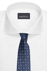 Темно-синий галстук из шелка с цветным орнаментом (EKM212202-43)