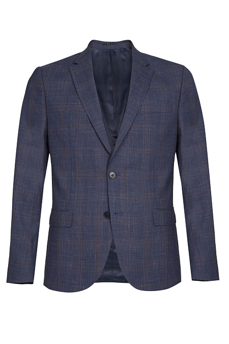 Мужской костюм в клетку из шерсти и льна  Meucci (Италия), арт. MI 2200191/22008 - фото. Цвет: Серо-синий, коричневая клетка . Купить в интернет-магазине https://shop.meucci.ru
