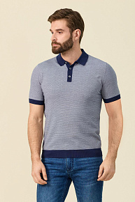 Поло в полоску синего цвета из хлопка  (MEU-SS2404/DQSS1801)