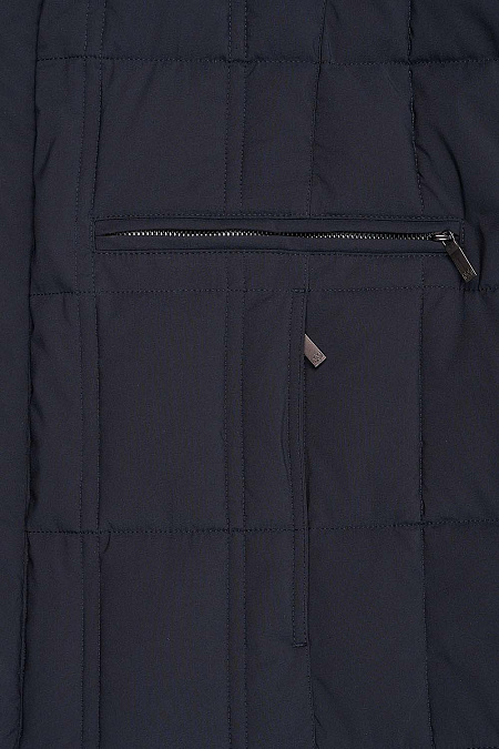 Стеганый пуховик из смесовой шерстяной ткани с капюшоном  для мужчин бренда Meucci (Италия), арт. 1970 - фото. Цвет: Темно-синий. Купить в интернет-магазине https://shop.meucci.ru
