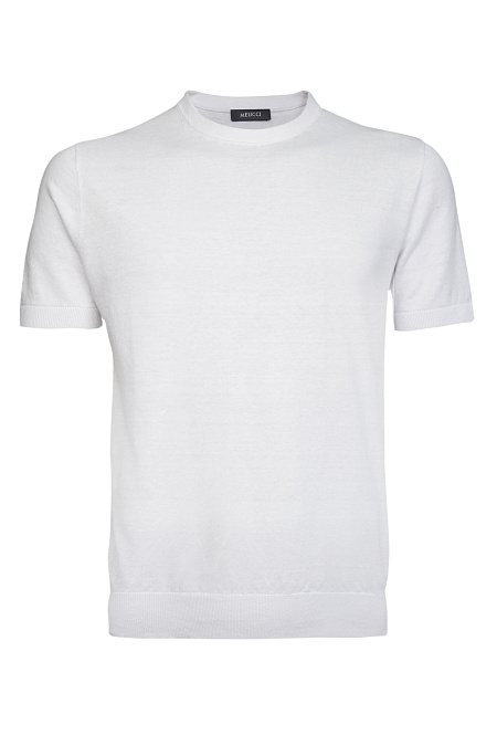 Базовая футболка белого цвета из смеси льна и хлопка  для мужчин бренда Meucci (Италия), арт. MEU-2511/0001 - фото. Цвет: Белый. Купить в интернет-магазине https://shop.meucci.ru
