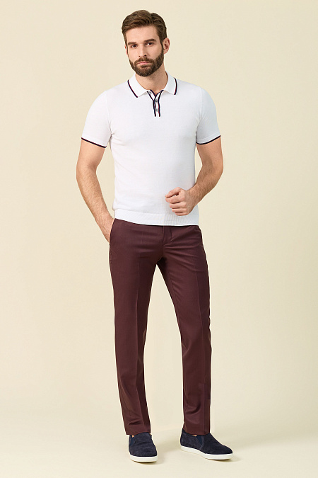 Мужские брендовые брюки темно-коричневые из тонкой шерсти  арт. MI 24236320-29 Meucci (Италия) - фото. Цвет: Темно-коричневый. Купить в интернет-магазине https://shop.meucci.ru
