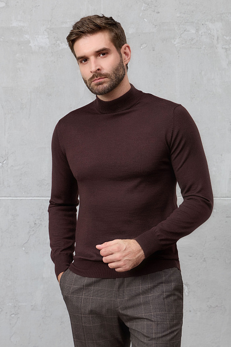 Мужская брендовая водолазка коричневого цвета с воротником-стойкой арт. 63016/22025 BROWN Meucci (Италия) - фото. Цвет: Коричневый. Купить в интернет-магазине https://shop.meucci.ru

