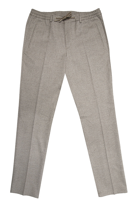Мужские брюки из тонкой меланжевой шерсти бежевых оттенков  арт. SP-DR 3790 BEIGE Meucci (Италия) - фото. Цвет: Бежевый (желанж). Купить в интернет-магазине https://shop.meucci.ru
