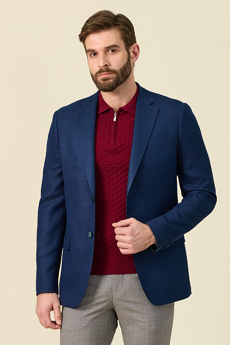 Мужской синий пиджак из смеси шерсти, шелка и льна  Meucci (Италия), арт. MI 1200181EZ/11722 - фото. Цвет: Синий. Купить в интернет-магазине https://shop.meucci.ru
