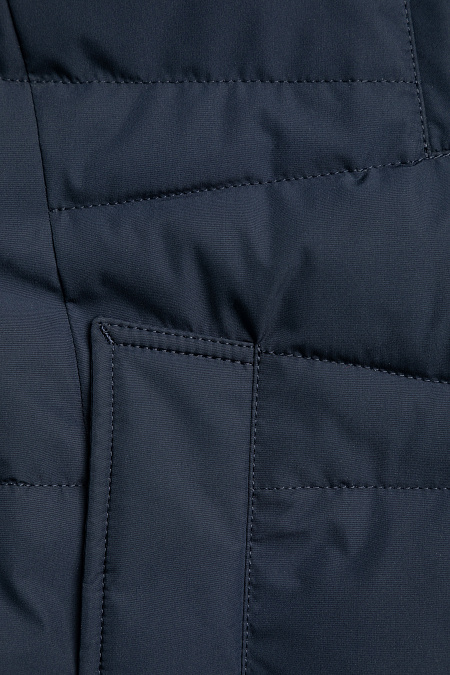 Короткий пуховик с меховым воротником в стиле пилот для мужчин бренда Meucci (Италия), арт. 7771 - фото. Цвет: Темно-синий. Купить в интернет-магазине https://shop.meucci.ru
