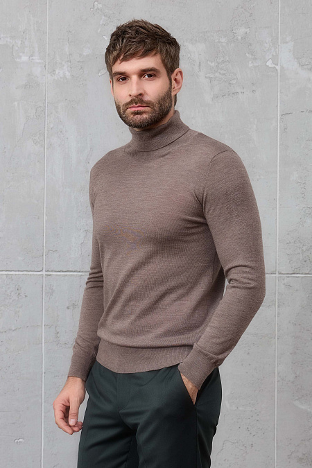 Мужская брендовая водолазка светло-коричневого цвета с высоким воротником арт. 53016/22025 Lt.BROWN Meucci (Италия) - фото. Цвет: Светло-коричневый. Купить в интернет-магазине https://shop.meucci.ru

