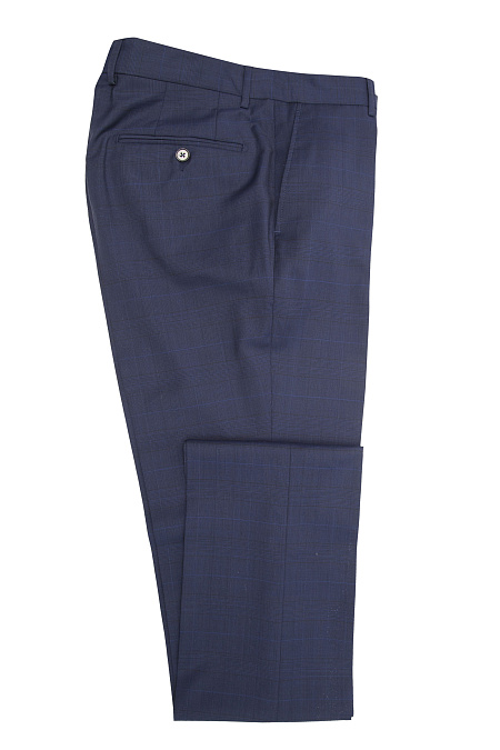 Мужской шерстяной костюм в мелкую клетку темно-синих оттенков  Meucci (Италия), арт. MI 2200191/22009 - фото. Цвет: Серо-синий в клетку.