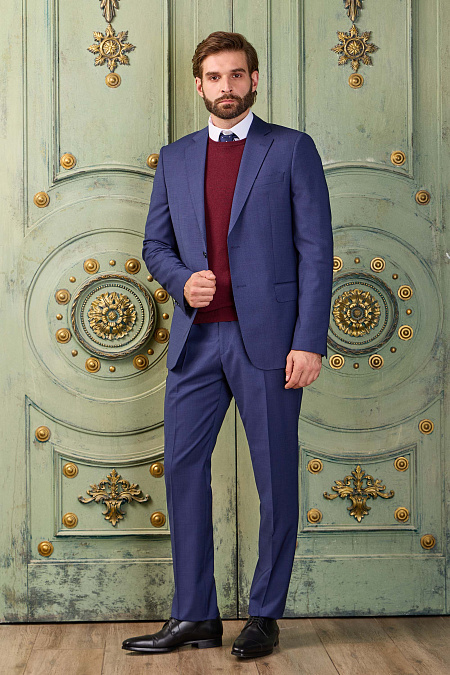 Мужской классический шерстяной костюм синего цвета  Meucci (Италия), арт. MI 2200191DR/12019 - фото. Цвет: Синий. Купить в интернет-магазине https://shop.meucci.ru
