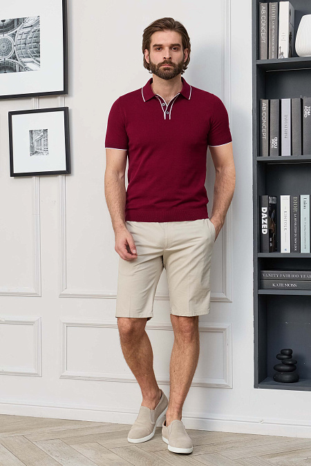 Мужские брендовые шорты из хлопка бежевого цвета  арт. SH-VB 6271 Beige Meucci (Италия) - фото. Цвет: Бежевый. Купить в интернет-магазине https://shop.meucci.ru
