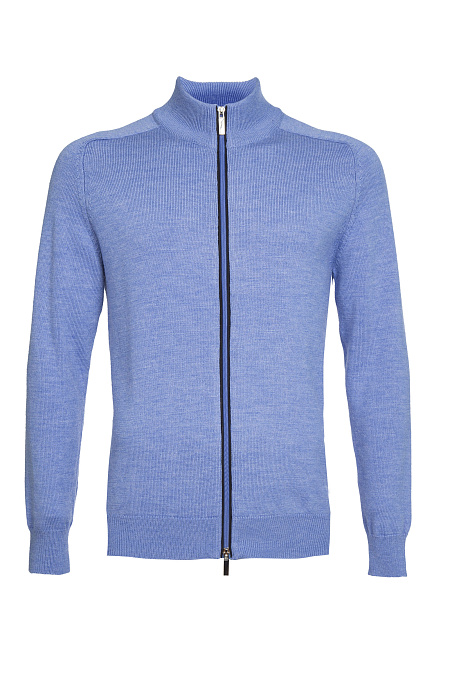 Мужской брендовый шерстяной кардиган на молнии светло-синий  арт. FZIP+ALC/77900/5M1777 Meucci (Италия) - фото. Цвет: Светло-синий. Купить в интернет-магазине https://shop.meucci.ru
