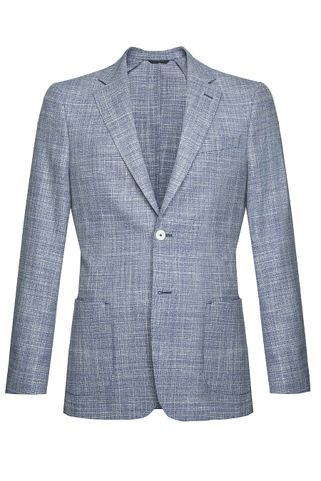 Мужской летний пиджак без подклада из тонкой шерсти  Meucci (Италия), арт. MI 1200181CR/11755 - фото. Цвет: Синий / белый. Купить в интернет-магазине https://shop.meucci.ru
