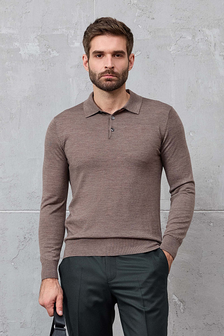 Мужской брендовый джемпер-поло светло-коричневый с застежкой на пуговицы арт. 33014/22025 Lt.BROWN Meucci (Италия) - фото. Цвет: Светло-коричневый. Купить в интернет-магазине https://shop.meucci.ru

