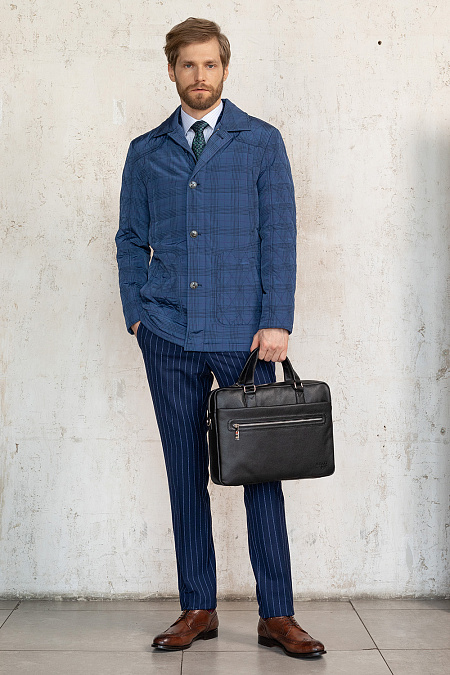 Утепленная куртка средней длины  для мужчин бренда Meucci (Италия), арт. 2798 - фото. Цвет: Синий с принтом. Купить в интернет-магазине https://shop.meucci.ru
