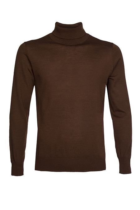 Мужская брендовая водолазка коричневая с высокой горловиной из тонкой шерсти  арт. TURTLN/7M1670 Meucci (Италия) - фото. Цвет: Коричневый. Купить в интернет-магазине https://shop.meucci.ru

