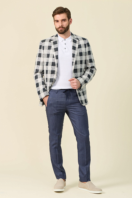 Мужской пиджак из льняного твида в серую клетку Meucci (Италия), арт. MI 1200181/11603 - фото. Цвет: Бело-серый в клетку. Купить в интернет-магазине https://shop.meucci.ru
