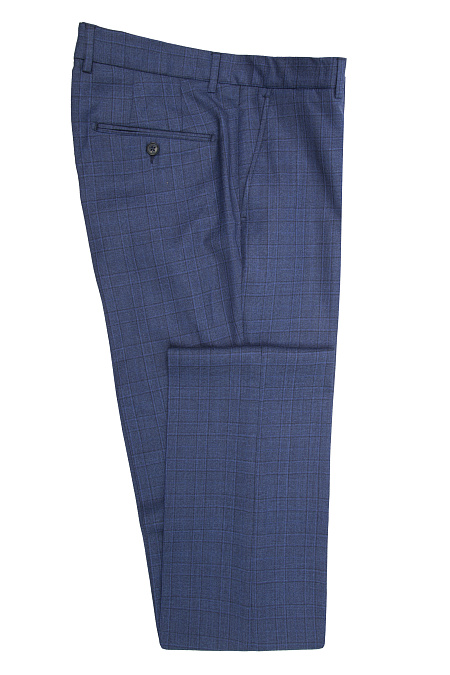 Мужской синий костюм в клетку из тонкой шерсти  Meucci (Италия), арт. MI 2200191/22002 - фото. Цвет: Синий в клетку.