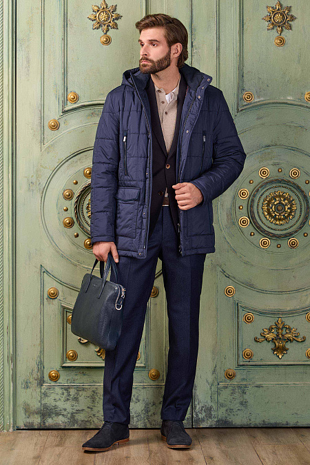 Утепленная стеганая куртка средней длины с капюшоном  для мужчин бренда Meucci (Италия), арт. 8998 - фото. Цвет: . Купить в интернет-магазине https://shop.meucci.ru
