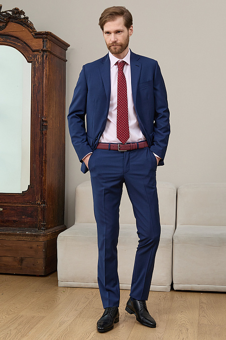 Мужской синий костюм из тонкой шерсти Meucci (Италия), арт. MI 2200191DR/11035 - фото. Цвет: Темно-синий. Купить в интернет-магазине https://shop.meucci.ru
