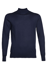 Водолазка синяя с горловиной стойка из смеси шерсти и шелка  (MOCKSILK/5E1251)